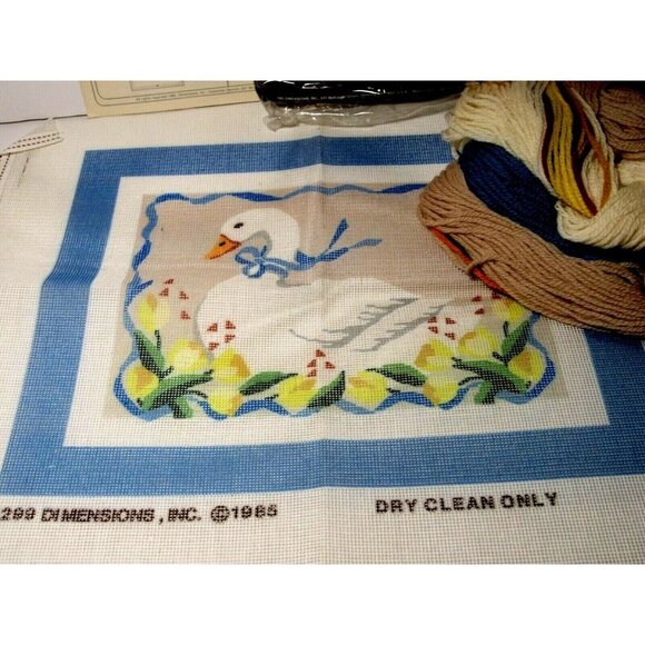 Dimensions Needlepoint Blue Ribbon Goose Spring Easter Tulips (Open Package) - Picture 3 of 6